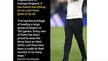 Pernyataan Southgate mundur dari posisi pelatih Timnas Inggris. Foto: Twitter
