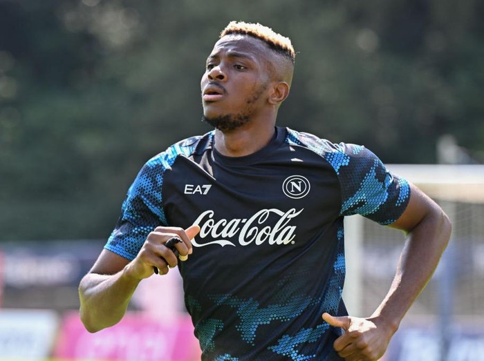 DIMARO, ITALY - JULY 16: SSC Napoli player Victor Osimhen attends the morning training session at Dimaro Sport Center, on July 16 2024 in Dimaro (Trento), Italy. (Photo by SSC NAPOLI/SSC NAPOLI via Getty Images)