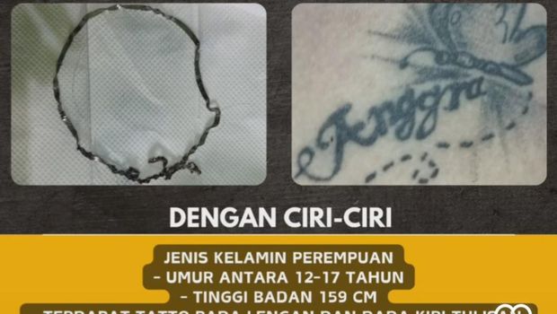 Ciri-ciri wanita bertato kupu-kupu yang diduga korban pembunuhan di Demak.