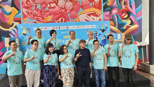 Jumpa pers Pesta Literasi Indonesia 2024 digelar di TIM, Jakarta Pusat, pada Kamis (18/7/2024).