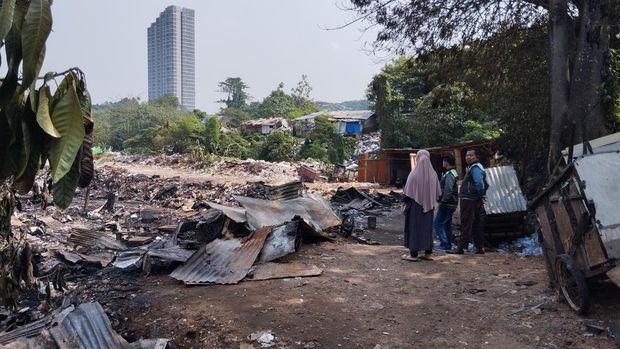 Kondisi lapak di Pondok Pinang usai kebakaran