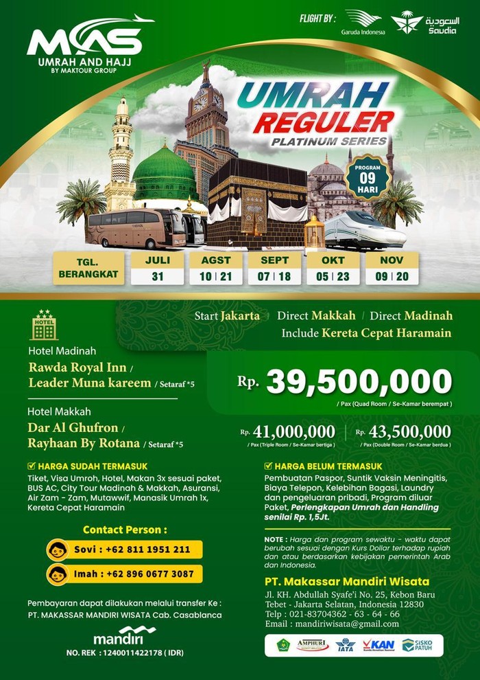 MAS Umrah Reguler Platinum Series