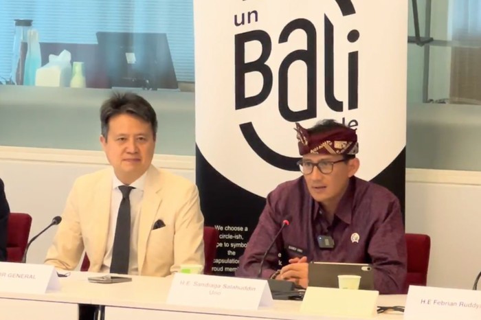 Menteri Pariwisata dan Ekonomi Kreatif/Kepala Badan Pariwisata dan Ekonomi Kreatif (Menparekraf/Kabaparekraf) Sandiaga Salahuddin Uno dalam Seminar on Collective Marks in Tourism and Creative Economy, Side events of Assemblies of the Member States of WIPO: 65th Series of Meetings di Jenewa, Swiss, Rabu (17/7) waktu setempat.