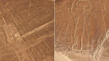 Garis Nazca terletak di Gurun Nazca di Peru selatan, membentang beberapa kilometer, membentuk lebih dari 300 pola, bertatahkan di bumi. Foto: Sina Mobile