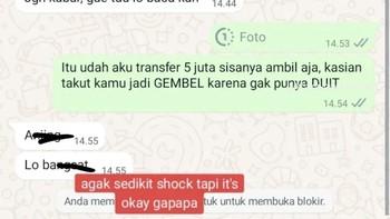 Uang Rp 5 juta pun akhirnya ditransfer. Drama selesai. Foto: TikTok/ibukost36pintu_