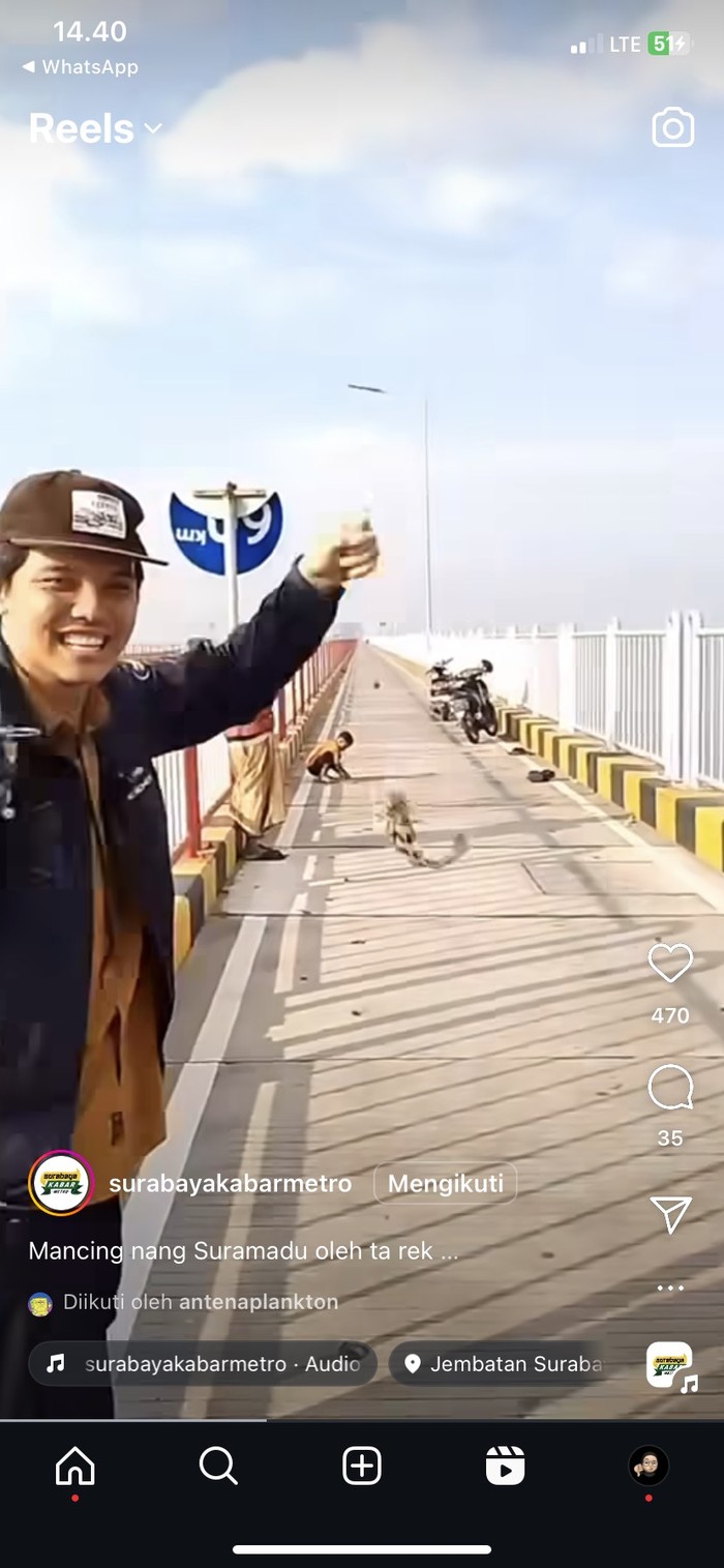 Viral pemancing di Jembatan Suramadu
