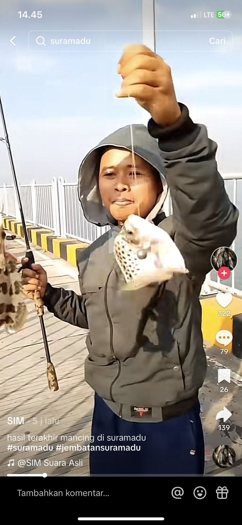 Viral pemancing di Jembatan Suramadu