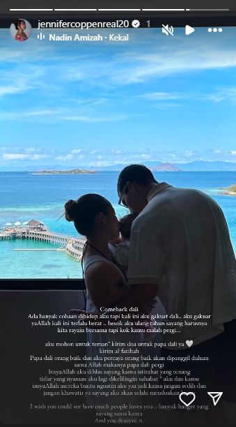 Kesedihan Jennifer Coppen kehilangan suami. Tangkapan layar IG Jennifer Coppen.