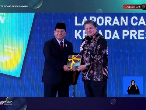 Presiden terpilih Prabowo Subianto mewakili Presiden Jokowi hadiri acara peluncuran geoportal KSP. Prabowo mengatakan dirinya sedang 'ditempa' supaya tak kaget (Dok. Tangkapan Layar YouTube PerekonomianRI)