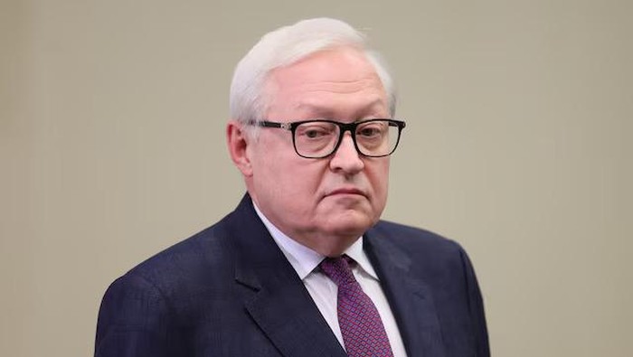 Russian Deputy Foreign Minister Sergei Ryabkov attends a meeting chaired by Russian President Vladimir Putin on operational issues, including the course of Russia-Ukraine conflict and the continuing conflict between Israel and Hamas, at the Novo-Ogaryovo state residence outside Moscow, Russia October 16, 2023. Sputnik/Gavriil Grigorov/Pool via REUTERS/File Photo Purchase Licensing Rights