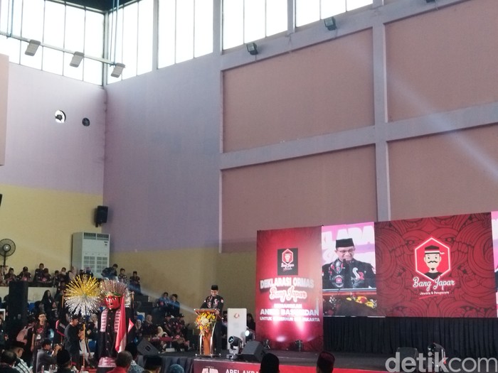 Anies di acara ormas Bang Japar, 20 Juli 2024. (Kurniawan Fadilah/detikcom)
