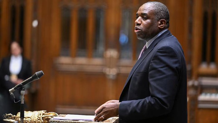 British Foreign Secretary David Lammy speaks during a session to present the 