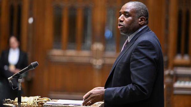 British Foreign Secretary David Lammy speaks during a session to present the 