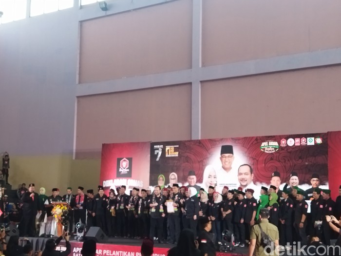 Ormas Bang Japar dukung Anies Baswedan maju Pilgub Jakarta 2024. (Kurniawan Fadilah/detikcom)
