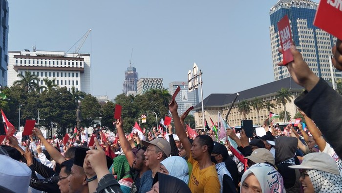 Aksi tolak Israel di kawasan Patung Kuda, Jakpus (Fawdi/detikcom)