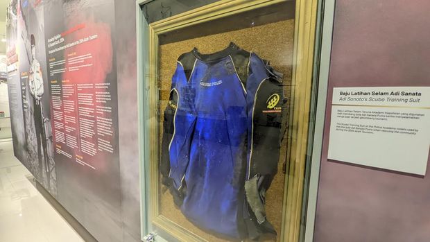 Inspektur Polisi Dua (Ipda) Adi Sanata Putra di Museum Akpol Semarang.