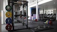 Pemandangan umum gym di perkampungan atlet.