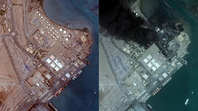 Foto Satelit Sebelum dan Sesudah Depot Bahan Bakar di Yaman Diserang Israel