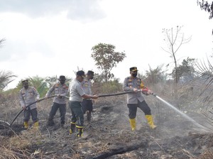 311 Ha Lahan di Inhu Terbakar, Polisi-TNI Berjibaku Padamkan