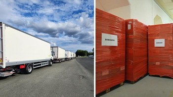 Hampir 17.000 unit Samsung Galaxy Z Flip6 Edisi Olimpiade tiba di Paris 2024 Olympic and Paralympic Village melalui program transportasi yang berdedikasi dan terkoordinasi secara khusus, untuk siap didistribusikan ke semua atlet yang berkompetisi di Paris 2024. Foto: Samsung