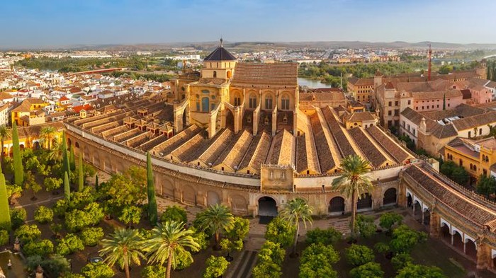 Panoramic aerial view of Great Mosque Mezquita - Catedral de Cordoba, Andalusia, Spain