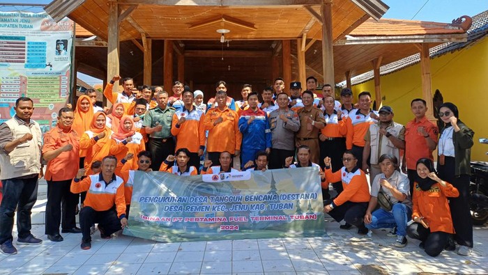 Warge Desa Remen menggelar latihan tanggap bencana bersama BPBD Tuban yang didukung Pertamina