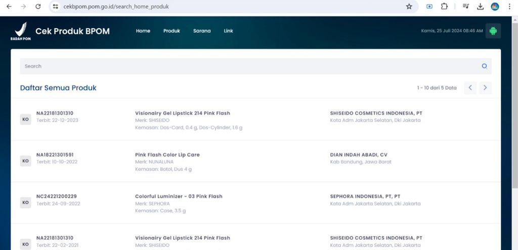 BPOM Search Tutorial. (Dok. Cek BPOM)