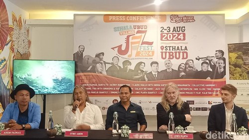 Konferensi pers Ubud Village Jazz Festival (UVJF) di Sthala Ubud Bali, Ubud, Gianyar, Bali, Kamis (25/7/2024). (Foto: Ni Made Lastri Karsiani Putri/detikBali)