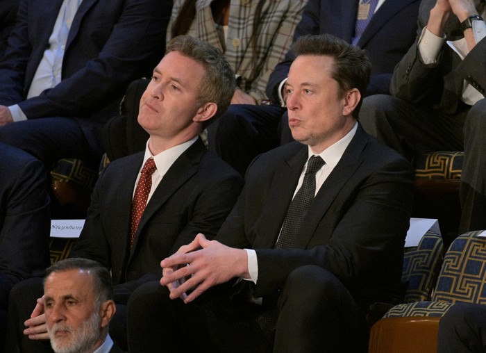 Elon Musk, CEO of SpaceX and Tesla, applauds as Israeli Prime Minister Benjamin Netanyahu addresses a joint meeting of Congress at the U.S. Capitol in Washington, U.S., July 24, 2024. REUTERS/Craig Hudson