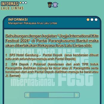 Pemberitahuan rekayasa lalu lintas saat akhir pekan di kawasan Parangtritis, Bantul.
