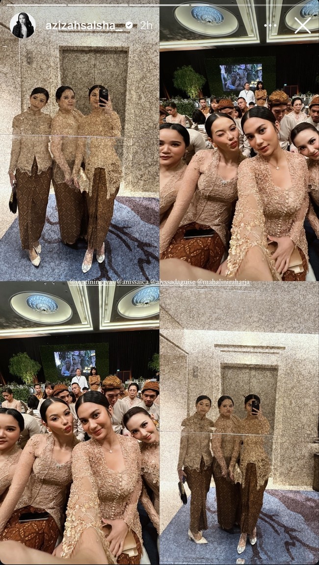 Aaliyah Massaid dan Thariq Halilintar resmi menikah hari ini, Jumat (26/7/24). Tak hanya penampilan kedua pengantin, para bridesmaid cantik Aaliyah Massaid juga tak kalah mencuri atensi. Terlihat para bridesmaid Aaliyah kompak mengenakan kebaya berwarna coklat untuk menghadiri acara ijab kabul Aaliyah dan Thariq. Foto: Instagram