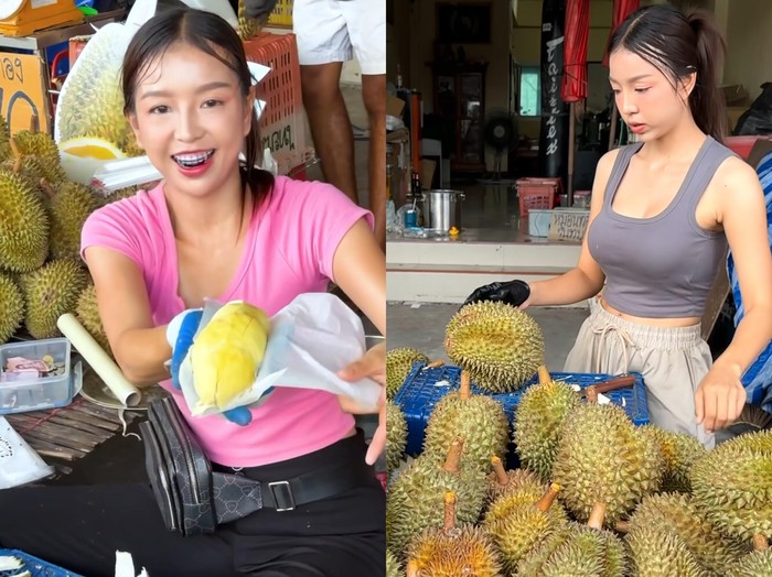 penjual durian cantik di Thailand