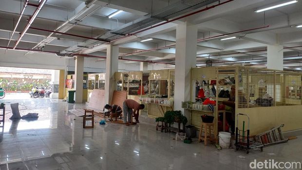 Suasana Pasar Jongke Solo yang baru saja selesai direvitalisasi, Jumat (26/7/2024).