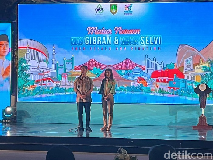 Wapres terpilih Gibran Rakabuming Raka saat pisah sambut di Taman Balekambang, Kota Solo, Jumat (26/7/2024).