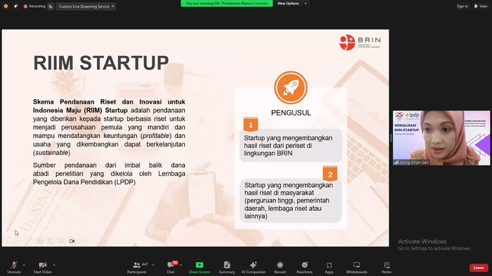 Webinar Sosialisasi Bantuan RIIM Startup BRIN 2024