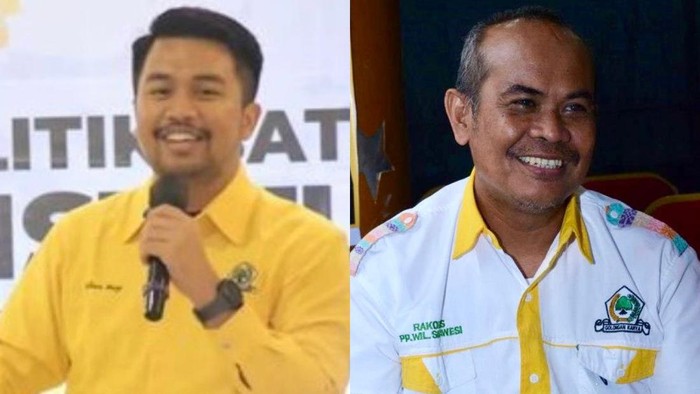 Juru Bicara Golkar Sulsel Zulham Arief (kiri) dan Ketua Bappilu Golkar Sulsel La Kama Wiyaka.