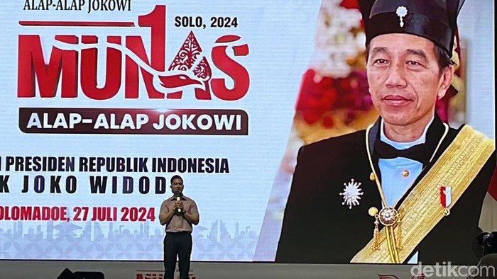 Kaesang Pangarep saat menghadiri Munas relawan Alap-alap Jokowi di De Tjolomadoe, Karanganyar, Sabtu (27/7/2024).