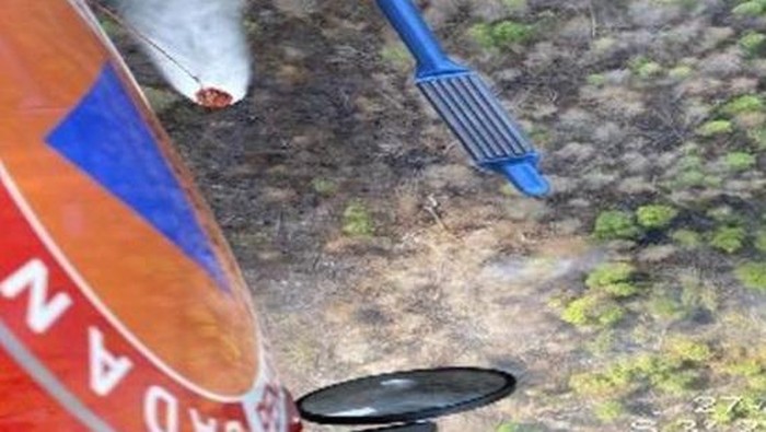 Helikopter water bombing disiagakan untuk penanganan Karhutla di Sumsel.