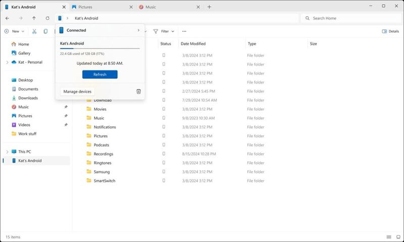 Akses HP Android di File Explorer Windows 11