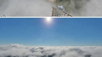 Gambar dari pekerja di Menara Radio setinggi 600 meter dari tanah. Ngeri lihat ke bawah, tapi pemandangan di atas luar biasa. Foto: Reddit via Boredpanda