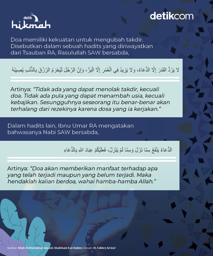 Infografis hikmah, doa bisa mengubah takdir.