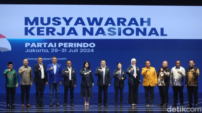 Ketua Umum Partai Perindo membuka mukernas partai di Jakarta, Senin (29/7/2024). Perindo menggelar mukernas mulai 29-31 Juli 2024.