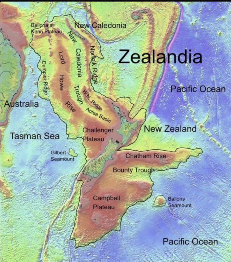 Topografi Benua Zealandia.