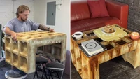 Dalam videonya, Kamber memperlihatkan proses pembuatan meja waffle itu. Prosesnya diawali dengan potongan kayu yang dibentuk menjadi sebuah meja. Potongan persegi itu kemudian dibuat seluruhnya menyerupai desain wafel. Foto: Instagram @kamberlandcreations