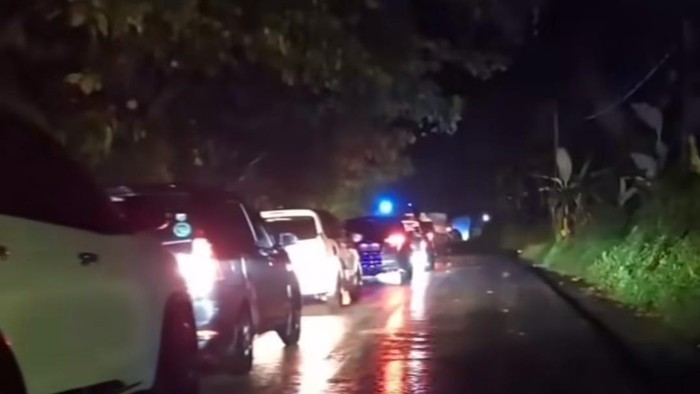 Kondisi macet di Jalan Medan-Berastagi.