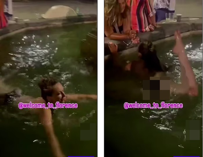 Turis berenang topless di air mancur Florence
