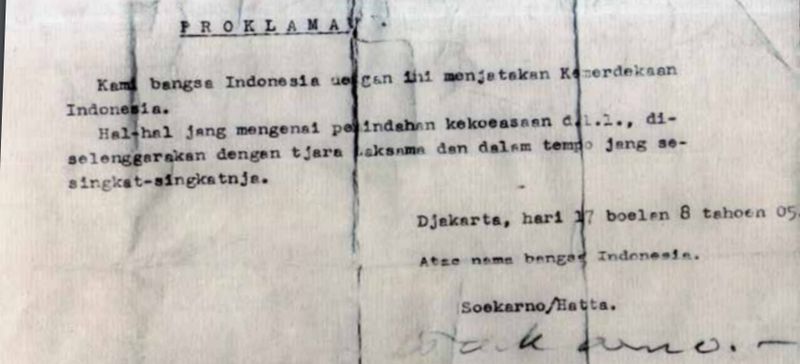 Isi teks proklamasi yang diketik Sayuti Melik