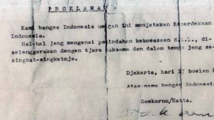 Isi teks proklamasi yang diketik Sayuti Melik