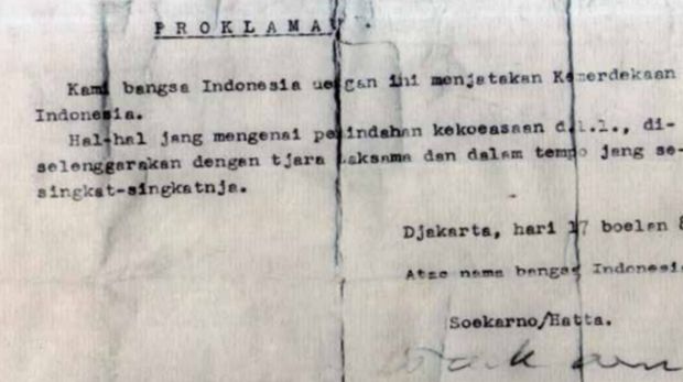 Isi teks proklamasi yang diketik Sayuti Melik