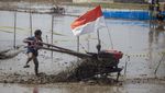 Unik! Ada Lomba Balap Traktor di Indramayu